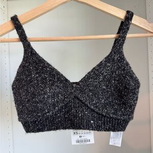 Zara Charcoal Knit Cropped Bralette Tank Top